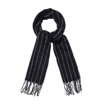 Navy blue vertical striped woven scarf